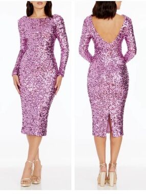 Dress The Population Emery sequins dress lilac purple size small NWT